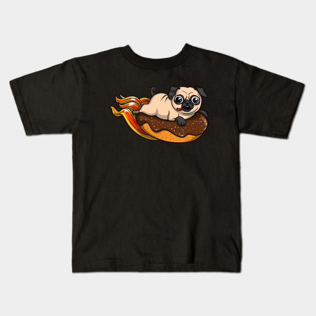 Pug Donut Kids T-Shirt by underheaven